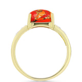 Inel din Argint 925 Placat cu Aur ( 4.22 grame ) cu Turcoaz Mohave și Topaz Alb 3.79 Carate