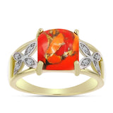 Inel din Argint 925 Placat cu Aur ( 4.22 grame ) cu Turcoaz Mohave și Topaz Alb 3.79 Carate
