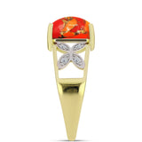 Inel din Argint 925 Placat cu Aur ( 4.22 grame ) cu Turcoaz Mohave și Topaz Alb 3.79 Carate