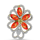 Broşă din Argint 925 Placat cu Aur ( 4.08 grame ) cu Turcoaz Mohave și Topaz Alb 3.46 Carate