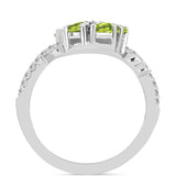 Inel din Argint 925 ( 4.28 grame ) cu Peridot Changbai și Topaz Alb 2.4 Carate