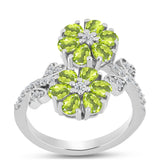 Inel din Argint 925 ( 4.28 grame ) cu Peridot Changbai și Topaz Alb 2.4 Carate