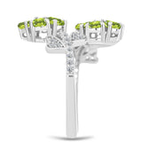 Inel din Argint 925 ( 4.28 grame ) cu Peridot Changbai și Topaz Alb 2.4 Carate