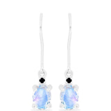 Cercei din Argint 925 ( 1.61 grame ) cu Safir Albastru Australian și Piatra Lunii Curcubeu 1.5 Carate