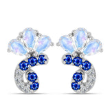 Cercei din Argint 925 ( 3.96 grame ) cu Safir Albastru Australian și Piatra Lunii Curcubeu 1.93 Carate