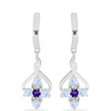 Cercei din Argint 925 ( 4.44 grame ) cu Safir Albastru Australian și Piatra Lunii Curcubeu 1.39 Carate