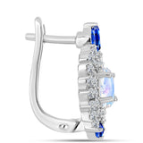 Cercei din Argint 925 ( 4.24 grame ) cu Safir Albastru Australian și Piatra Lunii Curcubeu 2.26 Carate