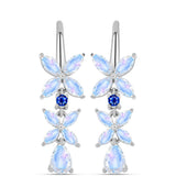Cercei din Argint 925 ( 4.3 grame ) cu Safir Albastru Australian și Piatra Lunii Curcubeu 2.62 Carate