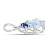 Pandantiv din Argint 925 ( 0.76 grame ) cu Safir Albastru Australian și Piatra Lunii Curcubeu 1.05 Carate