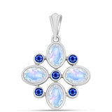 Pandantiv din Argint 925 ( 2.52 grame ) cu Safir Albastru Australian și Piatra Lunii Curcubeu 2.17 Carate
