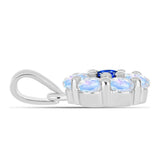 Pandantiv din Argint 925 ( 0.89 grame ) cu Safir Albastru Australian și Piatra Lunii Curcubeu 0.77 Carate