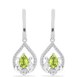 Cercei din Argint 925 ( 4.86 grame ) cu Peridot Changbai și Topaz Alb 1.8 Carate