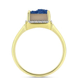 Inel din Argint 925 Placat cu Aur ( 3.64 grame ) cu Albastru Drusy și Topaz Alb 3.03 Carate