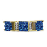 Inel din Argint 925 Placat cu Aur ( 4.57 grame ) cu Albastru Drusy și Topaz Alb 4.11 Carate