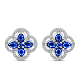 Cercei din Argint 925 ( 5.18 grame ) cu Safir Albastru Australian și Topaz Alb 2.42 Carate