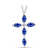 Cruce Pandantiv din Argint 925 ( 0.92 grame ) cu Safir Albastru Australian și Topaz Alb 1.03 Carate