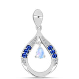 Pandantiv din Argint 925 ( 2.04 grame ) cu Safir Albastru Australian și Piatra Lunii Curcubeu 0.85 Carate