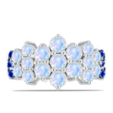 Inel din Argint 925 ( 3.17 grame ) cu Safir Albastru Australian și Piatra Lunii Curcubeu 3.21 Carate