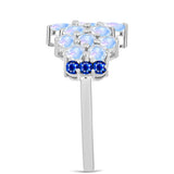 Inel din Argint 925 ( 3.17 grame ) cu Safir Albastru Australian și Piatra Lunii Curcubeu 3.21 Carate