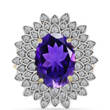 Inel din Argint 925 Placat cu Aur ( 6.02 grame ) cu Ametist Marocan și Topaz Alb 6.16 Carate