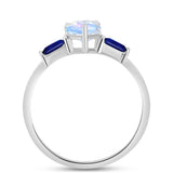 Inel din Argint 925 ( 1.77 grame ) cu Safir Albastru Australian și Piatra Lunii Curcubeu 1.35 Carate