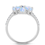 Inel din Argint 925 ( 2.97 grame ) cu Safir Albastru Australian și Piatra Lunii Curcubeu 2.63 Carate