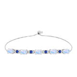 Brățară din Argint 925 ( 4.14 grame ) cu Safir Albastru Australian și Piatra Lunii Curcubeu 2.53 Carate