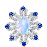 Pandantiv din Argint 925 ( 2.13 grame ) cu Safir Albastru Australian și Piatra Lunii Curcubeu 2.45 Carate
