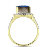 Inel din Argint 925 Placat cu Aur ( 3.93 grame ) cu Albastru Drusy și Topaz Alb 5.08 Carate