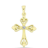 Cruce Pandantiv din Argint 925 Placat cu Aur ( 1.26 grame ) cu Diamant Alb 0.01 Carate