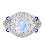 Inel din Argint 925 ( 5.38 grame ) cu Safir Albastru Australian și Piatra Lunii Curcubeu 1.93 Carate