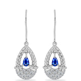 Cercei din Argint 925 ( 5.19 grame ) cu Safir Albastru Australian și Topaz Alb 1.32 Carate