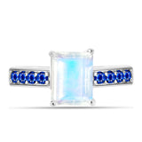 Inel din Argint 925 ( 2.72 grame ) cu Safir Albastru Australian și Piatra Lunii Curcubeu 2.74 Carate