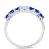Inel din Argint 925 ( 2.5 grame ) cu Safir Albastru Australian și Piatra Lunii Curcubeu 1.31 Carate