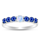 Inel din Argint 925 ( 2.5 grame ) cu Safir Albastru Australian și Piatra Lunii Curcubeu 1.31 Carate