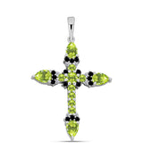 Cruce Pandantiv din Argint 925 ( 3.06 grame ) cu Peridot Changbai și Topaz Alb 2.9 Carate