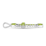 Cruce Pandantiv din Argint 925 ( 3.06 grame ) cu Peridot Changbai și Topaz Alb 2.9 Carate