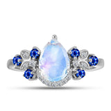 Inel din Argint 925 ( 3 grame ) cu Safir Albastru Australian și Piatra Lunii Curcubeu 2.21 Carate