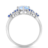 Inel din Argint 925 ( 3 grame ) cu Safir Albastru Australian și Piatra Lunii Curcubeu 2.21 Carate