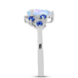 Inel din Argint 925 ( 3 grame ) cu Safir Albastru Australian și Piatra Lunii Curcubeu 2.21 Carate