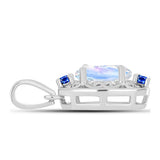 Pandantiv din Argint 925 ( 1.47 grame ) cu Safir Albastru Australian și Piatra Lunii Curcubeu 1.26 Carate