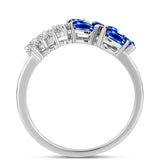 Inel din Argint 925 ( 3.19 grame ) cu Safir Albastru Australian și Topaz Alb 1.08 Carate