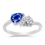 Inel din Argint 925 ( 1.94 grame ) cu Safir Albastru Australian și Topaz Alb 1.76 Carate