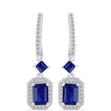 Cercei din Argint 925 ( 4.41 grame ) cu Safir Albastru Australian și Topaz Alb 3.72 Carate