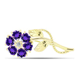 Broşă din Argint 925 Placat cu Aur ( 4.8 grame ) cu Ametist Marocan și Topaz Alb 4.25 Carate
