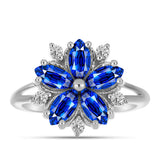 Inel din Argint 925 ( 2.93 grame ) cu Safir Albastru Australian și Topaz Alb 2.1 Carate