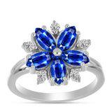 Inel din Argint 925 ( 2.93 grame ) cu Safir Albastru Australian și Topaz Alb 2.1 Carate
