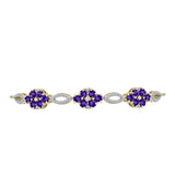 Brățară din Argint 925 Placat cu Aur ( 6.67 grame ) cu Ametist Marocan și Topaz Alb 3.13 Carate