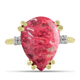 Inel din Argint 925 Placat cu Aur ( 2.69 grame ) cu Thulit și Topaz Alb 10.83 Carate