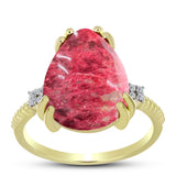 Inel din Argint 925 Placat cu Aur ( 2.69 grame ) cu Thulit și Topaz Alb 10.83 Carate